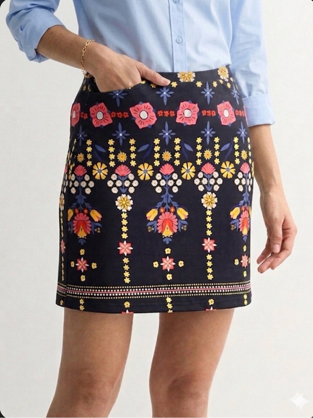 NWT Croft & Barrow Easy Knit Skort Navy Floral XL